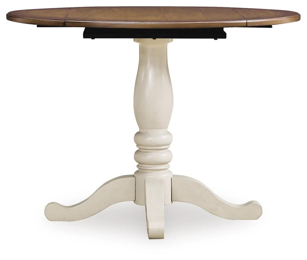 Wirloni Dining Drop Leaf Table - Antique White/Brown (3)