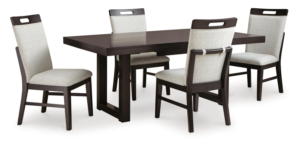 Neymorton Dining Table and 4 Chairs - Dark Grayish Brown (1)