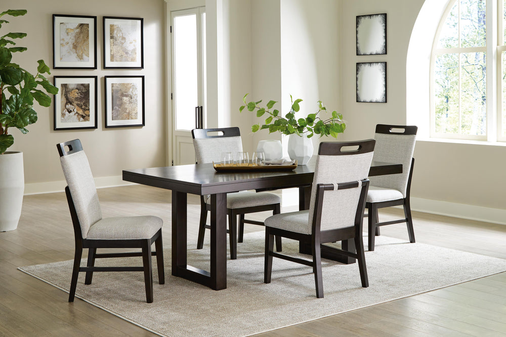 Neymorton Dining Table and 4 Chairs - Dark Grayish Brown (2)
