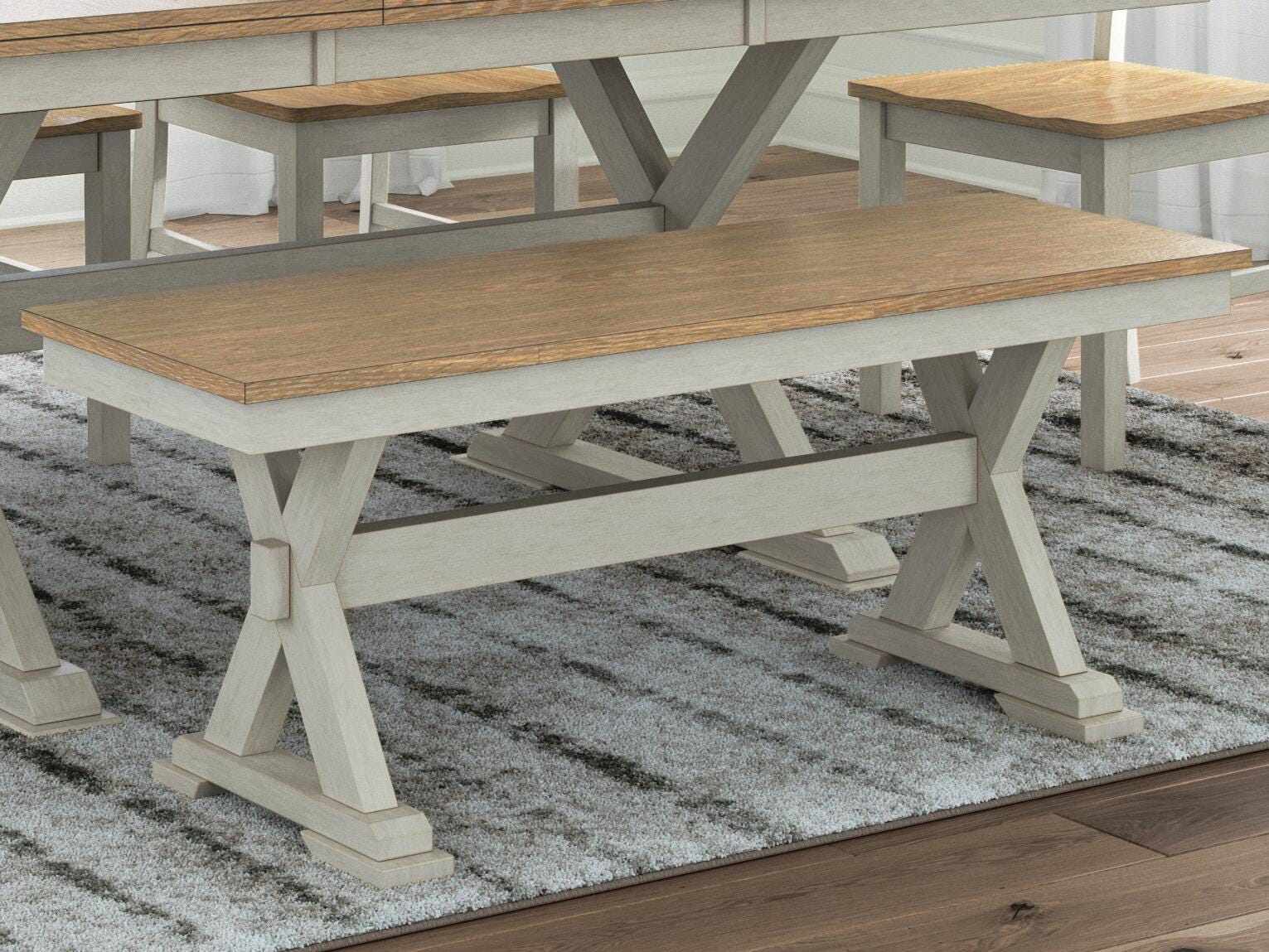 Purlaney 48" Dining Bench - White (2)