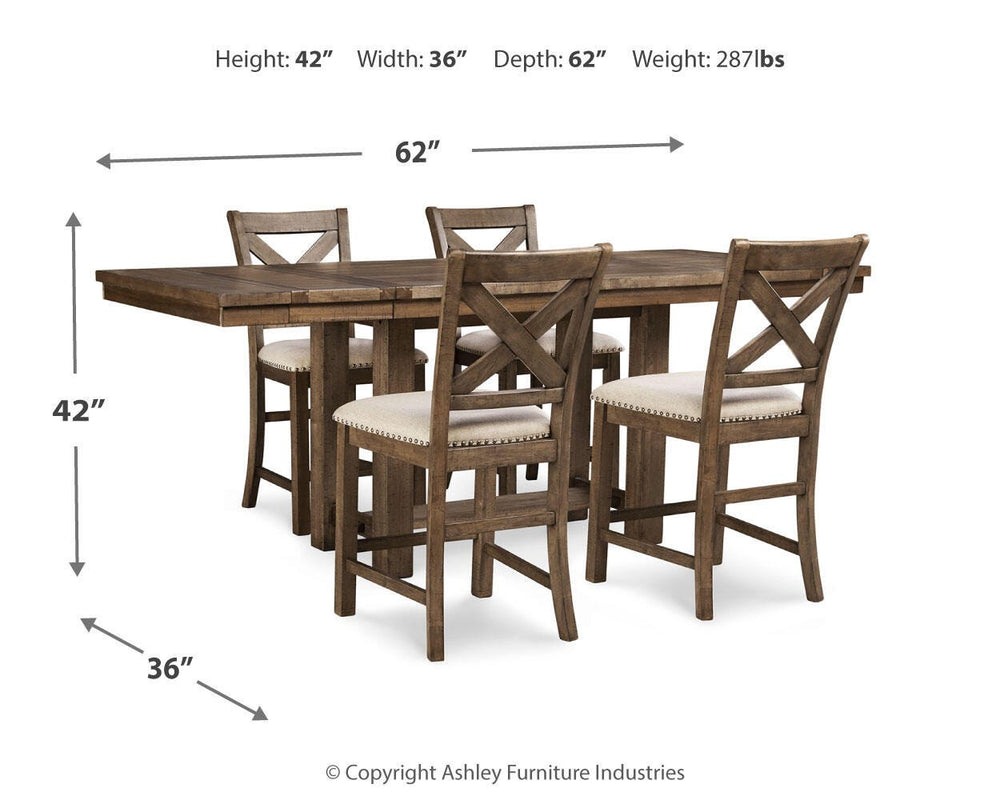 Moriville Counter Height Dining Table and 4 Barstools - Grayish Brown (5)