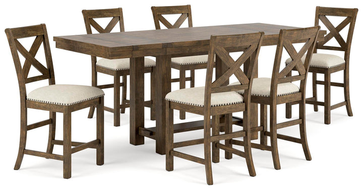 Moriville Counter Height Dining Table and 6 Barstools - Beige (1)
