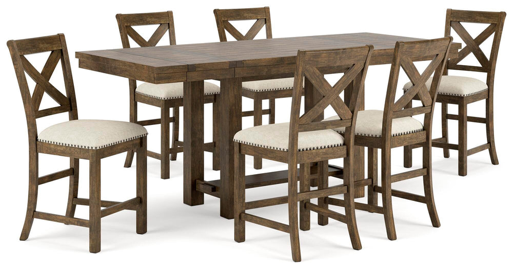 Moriville Counter Height Dining Table and 6 Barstools - Beige (1)