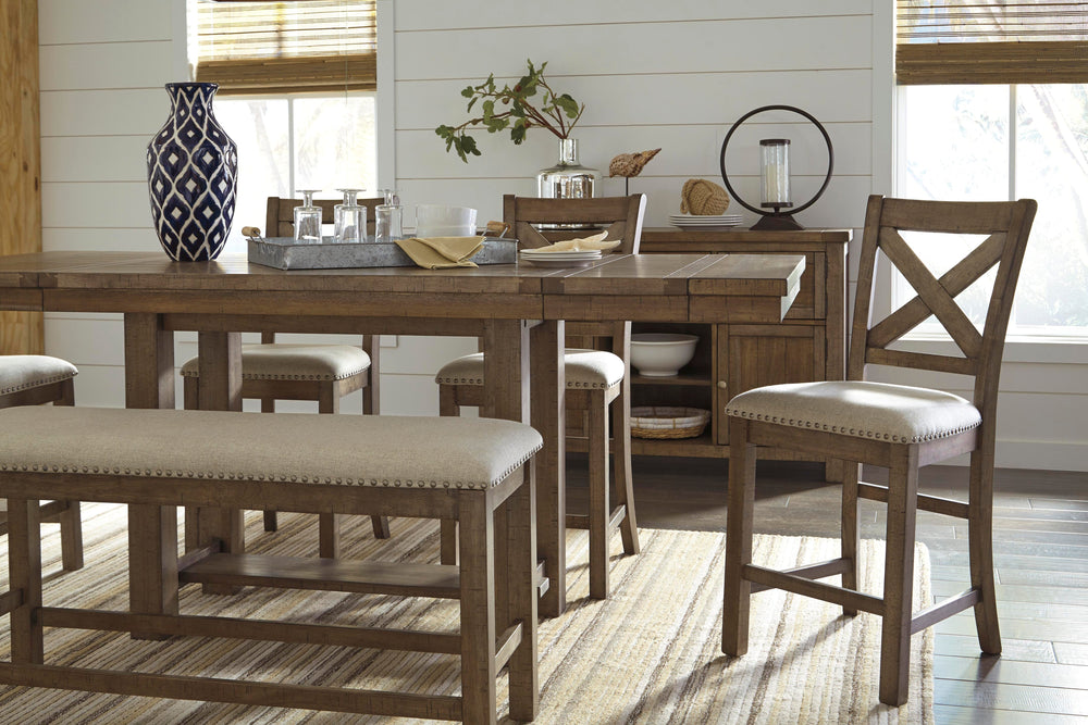 Moriville Counter Height Dining Bench - Beige (5)