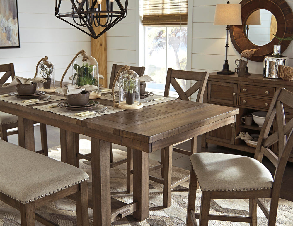 Moriville Counter Height Dining Extension Table - Dark Gray (6)