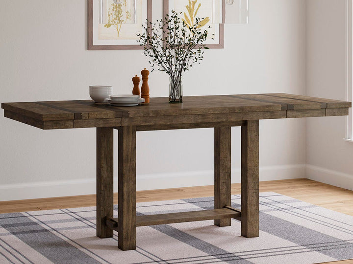 Moriville Counter Height Extension Table and 8 Barstools - Grayish Brown (9)