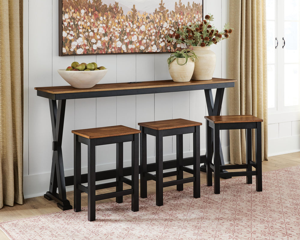 Wildenauer Counter Height Dining Table and 3 Barstools Set - Brown/Black (5)