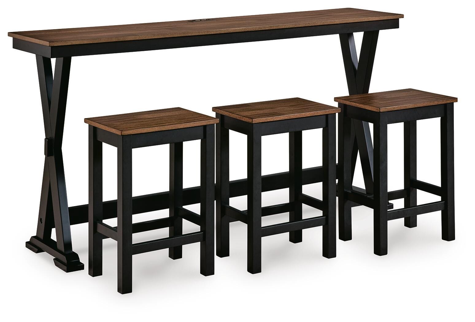 Wildenauer Counter Height Dining Table and 3 Barstools Set - Brown/Black (1)