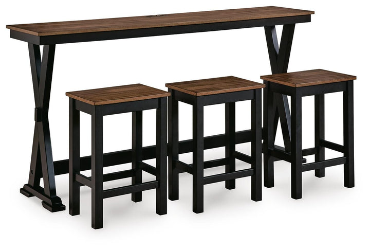 Wildenauer Counter Height Dining Table and 3 Barstools Set - Brown/Black (1)