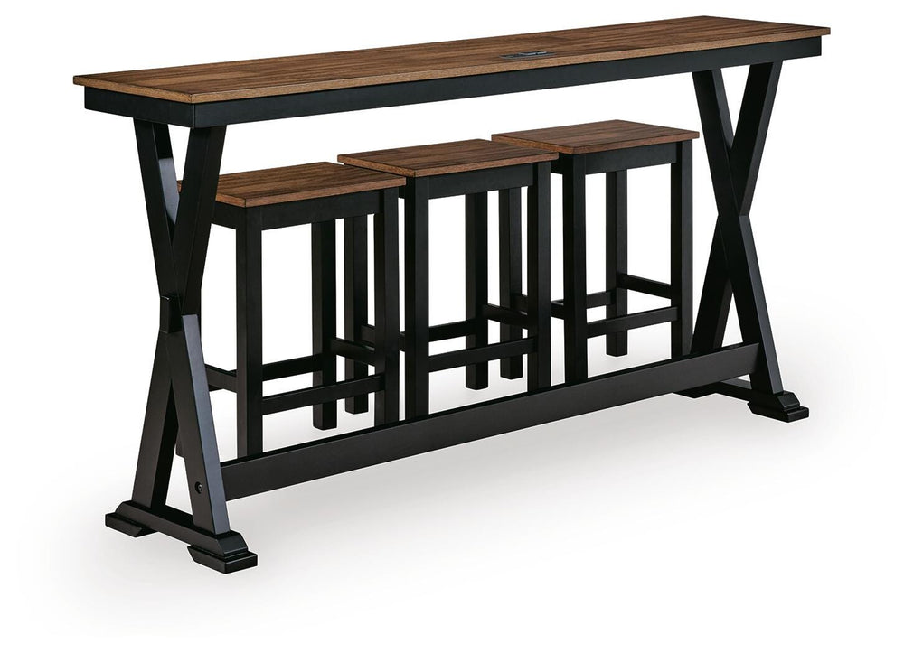 Wildenauer Counter Height Dining Table and 3 Barstools Set - Brown/Black (4)