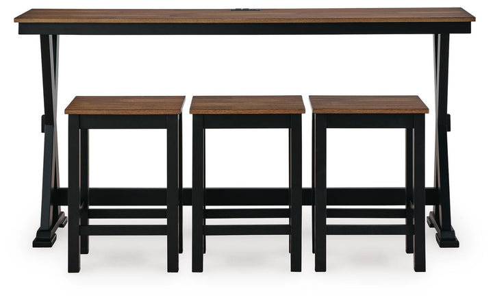 Wildenauer Counter Height Dining Table and 3 Barstools Set - Brown/Black (3)