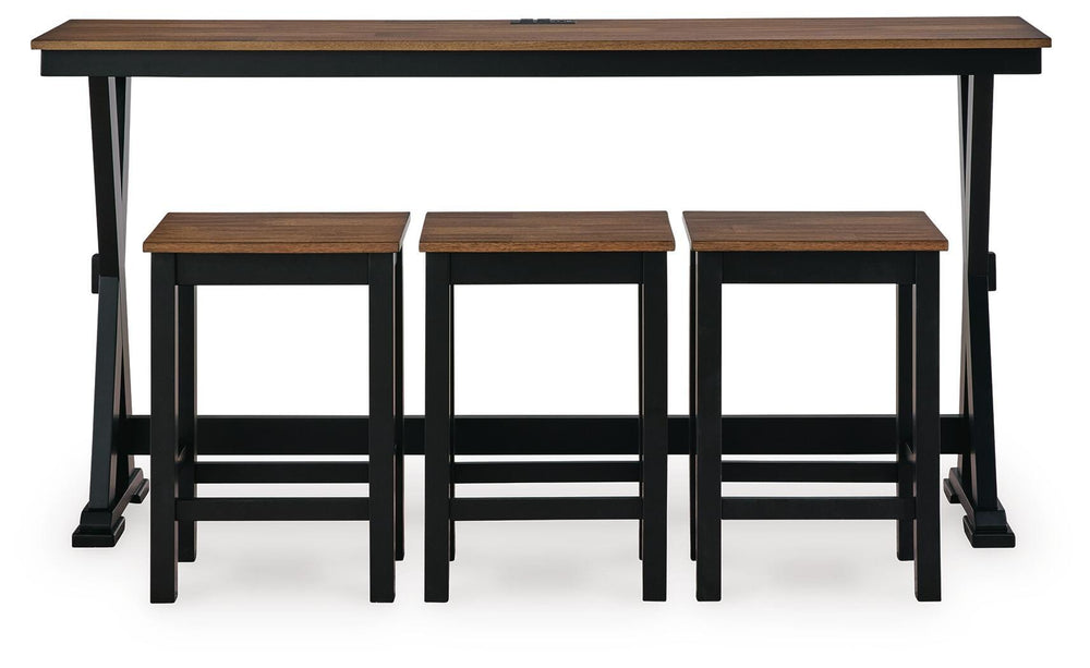 Wildenauer Counter Height Dining Table and 3 Barstools Set - Brown/Black (3)