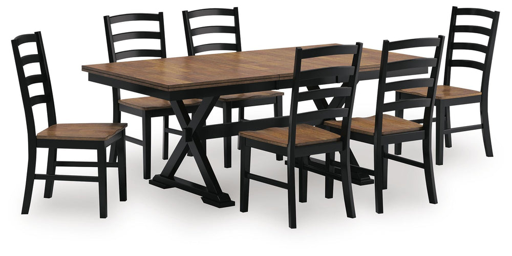 Wildenauer Extension Dining Table and 6 Chairs - Brown/Black (2)
