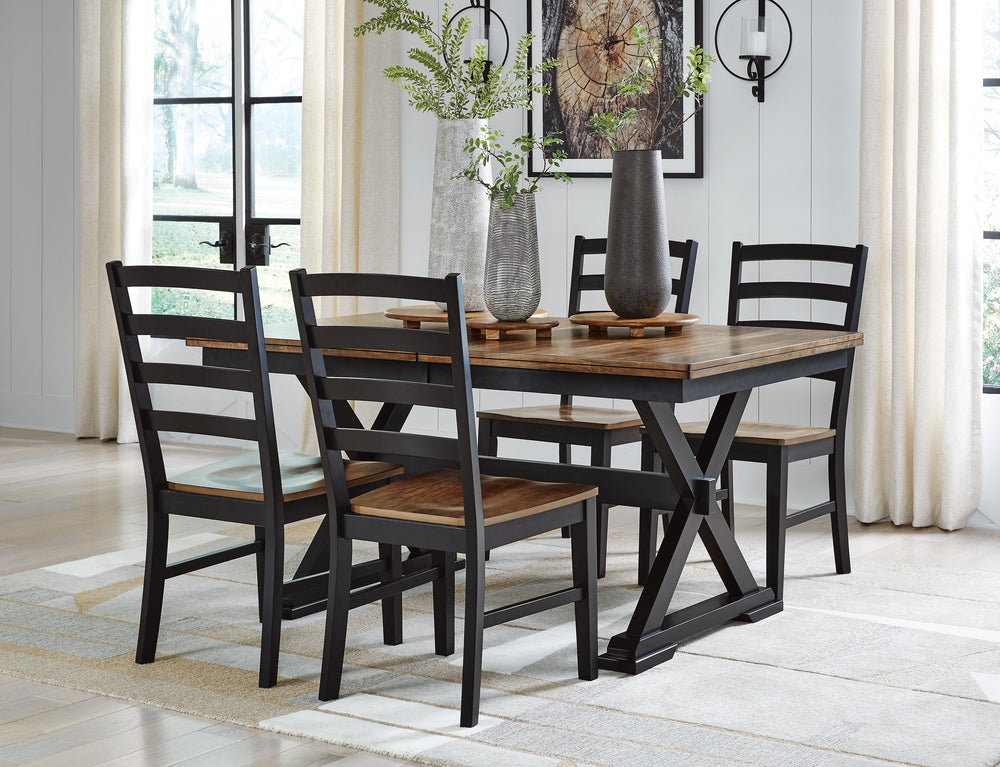 Wildenauer Dining Table and 4 Chairs - Brown/Black (2)