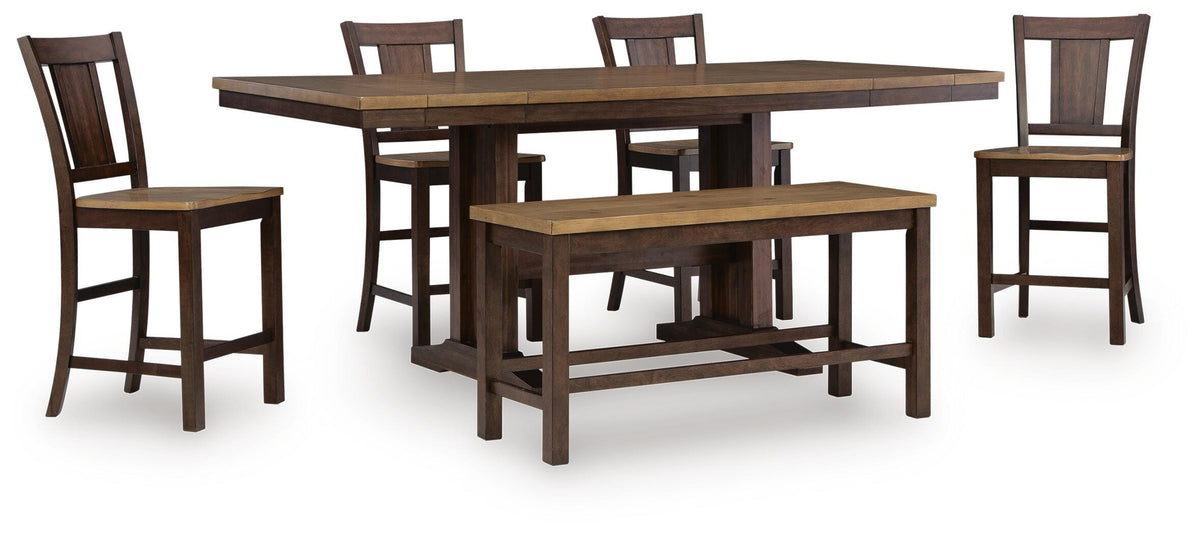 Rylandeen Counter Height Extension Dining Table 4 Barstools and Bench (1)