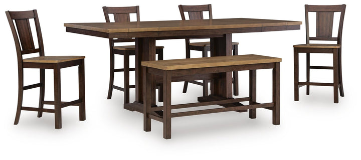 Rylandeen Counter Height Extension Dining Table 4 Barstools and Bench (1)