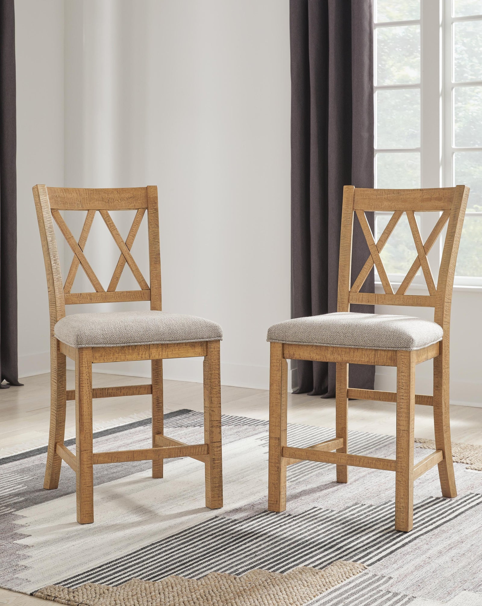 Havonplane Counter Height Barstool - Light Brown (2)