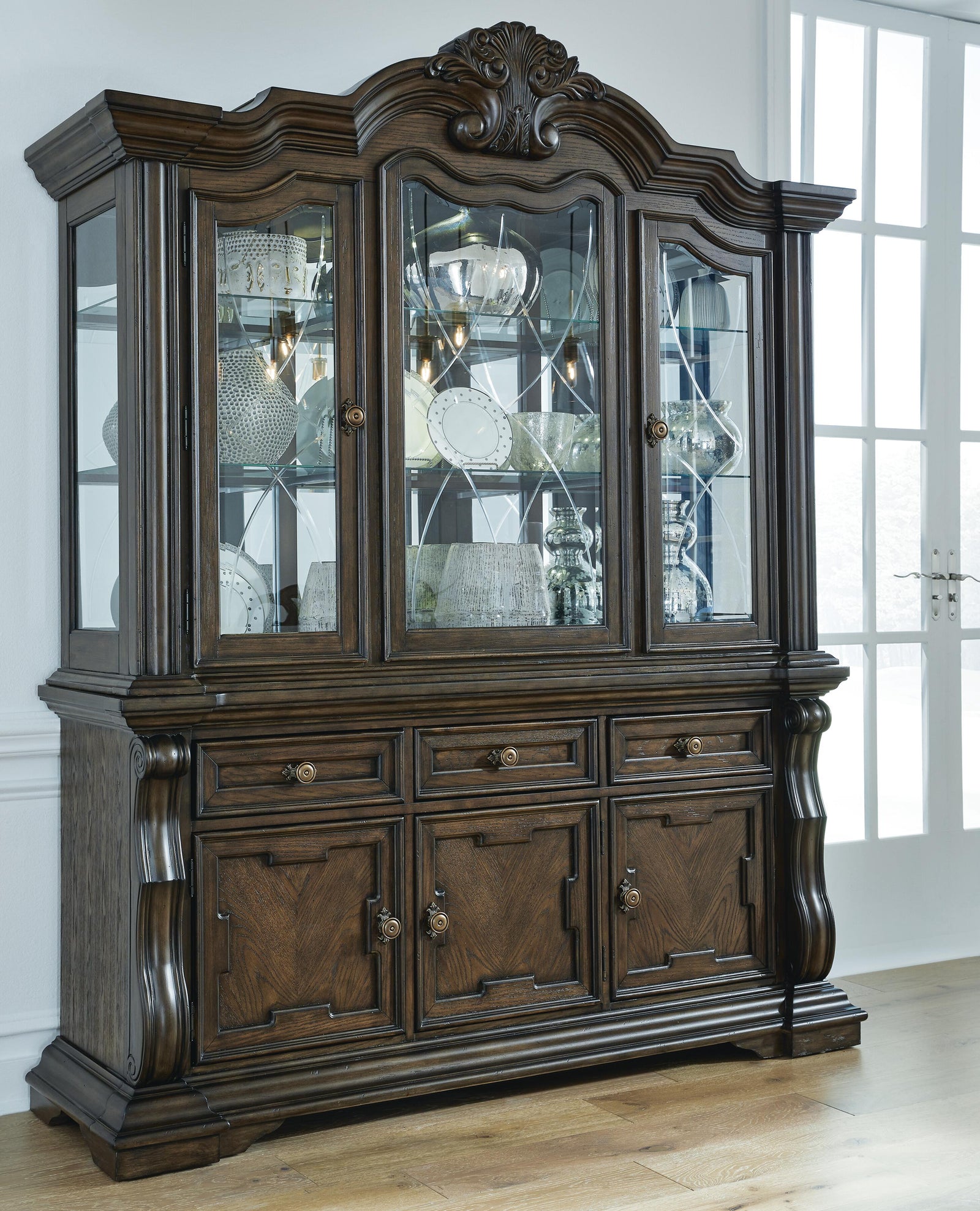 Maylee Dining Buffet and Hutch - Dark Brown (2)