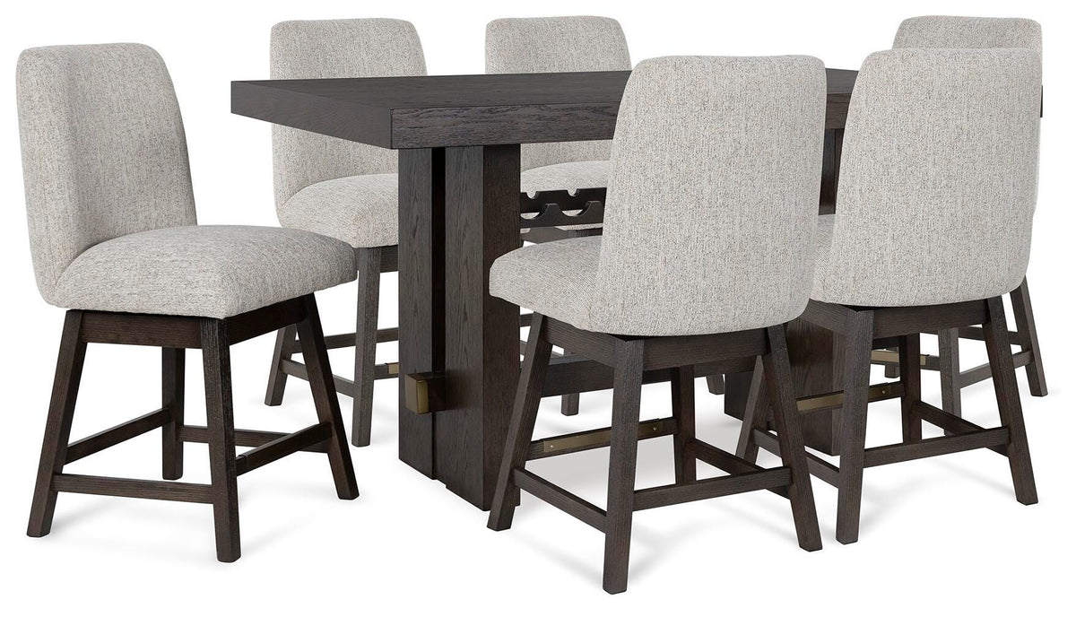Burkhaus Counter Height Dining Table and 6 Barstools - Dark Brown (2)