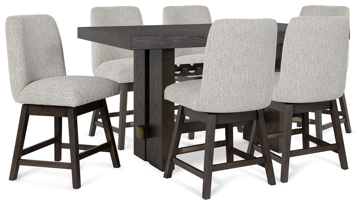 Burkhaus Counter Height Dining Table and 6 Barstools - Dark Brown (2)