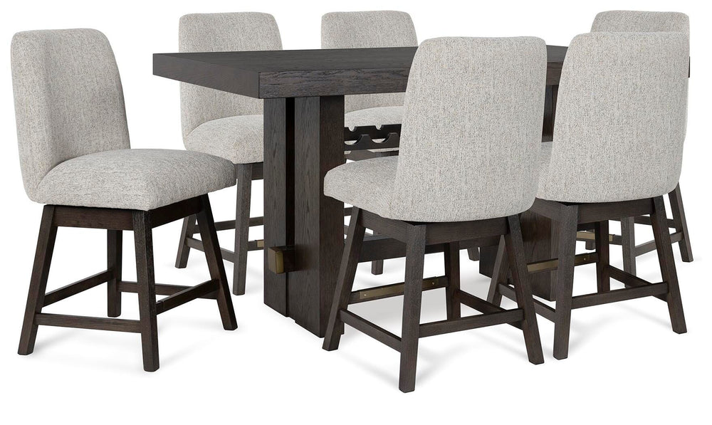 Burkhaus Counter Height Dining Table and 6 Barstools - Dark Brown (2)