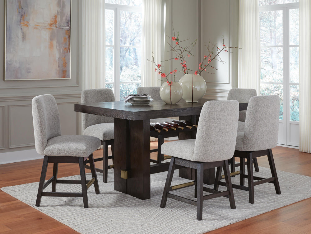 Burkhaus Counter Height Dining Table and 6 Barstools - Dark Brown (1)