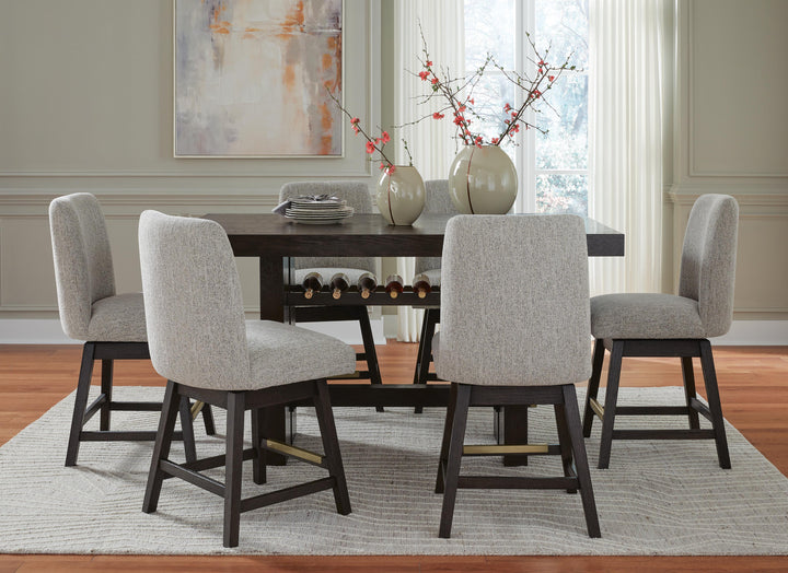 Burkhaus Counter Height Dining Table and 6 Barstools - Dark Brown (4)
