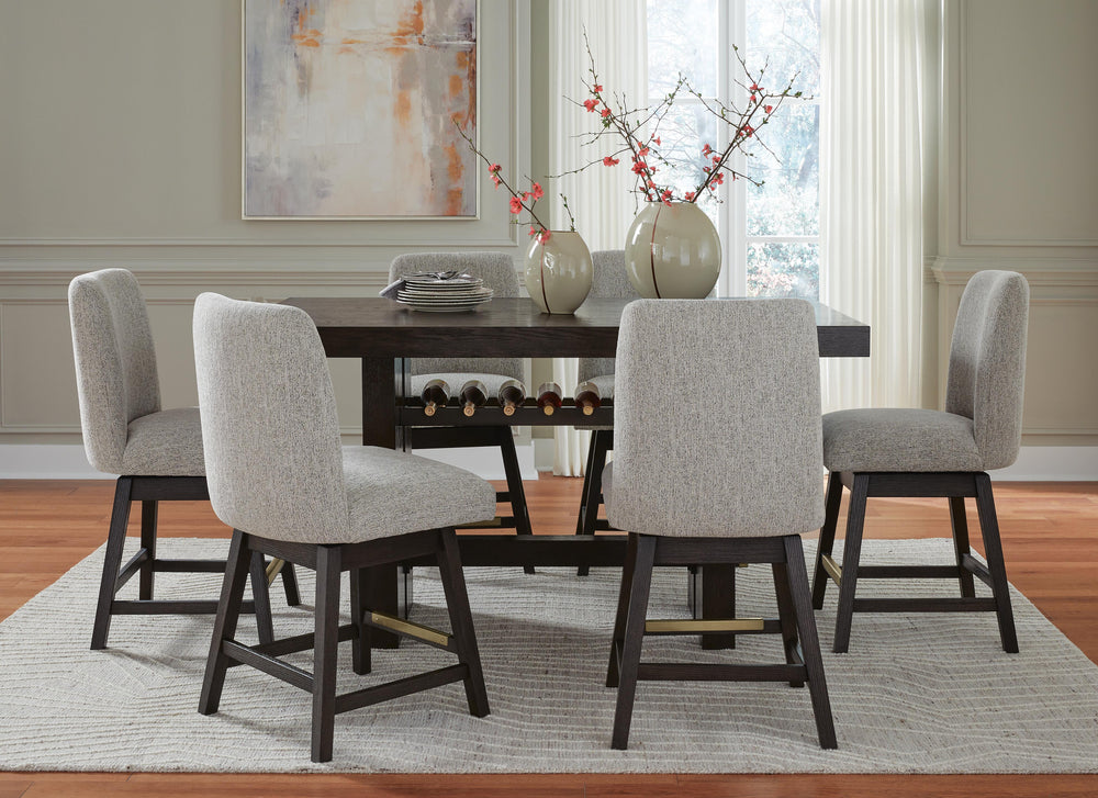 Burkhaus Counter Height Dining Table and 6 Barstools - Dark Brown (4)
