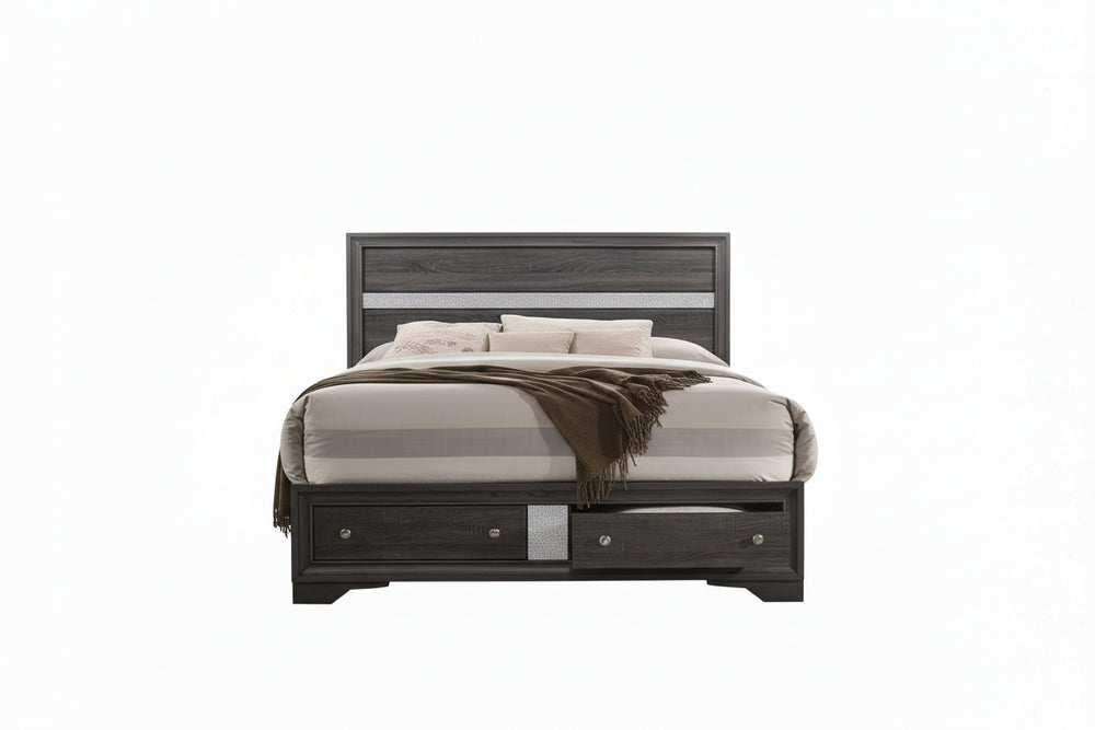 Storage Queen Bed - Gray