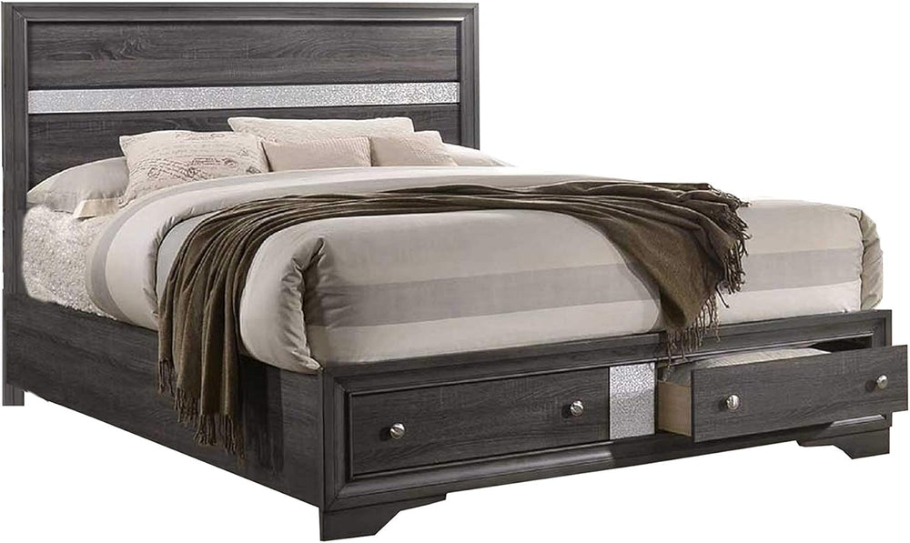 Storage Queen Bed - Gray - alternate view 2