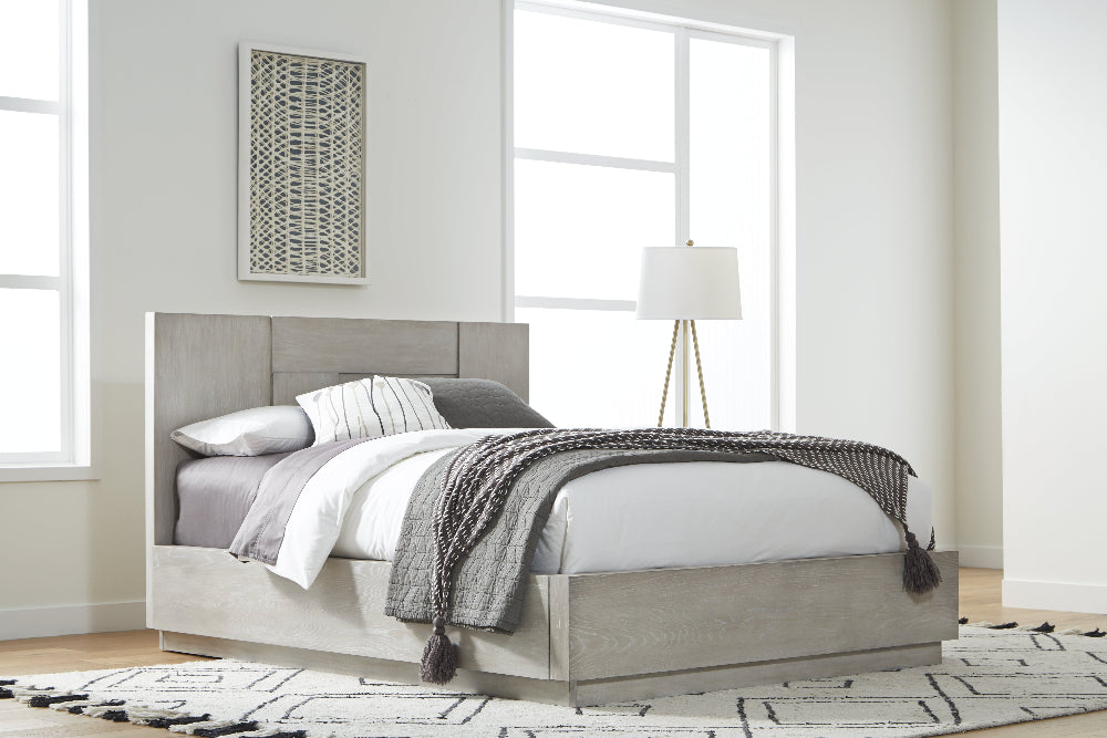 Destination Wood Panel Bed in Cotton Grey