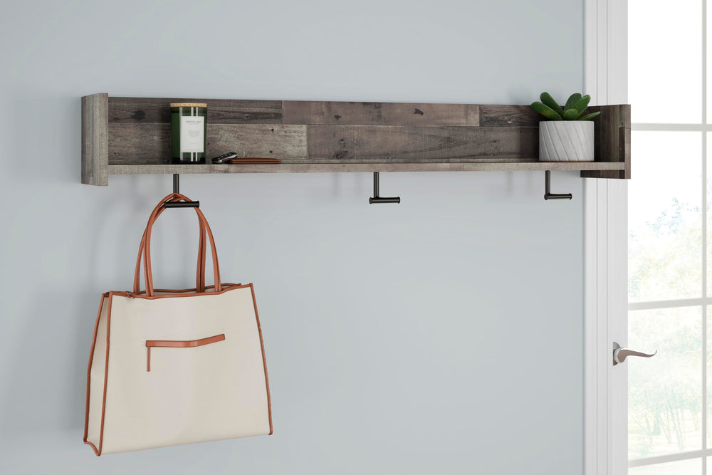 Neilsville Wall Mounted Coat Rack with Shelf - Multi Gray (2)