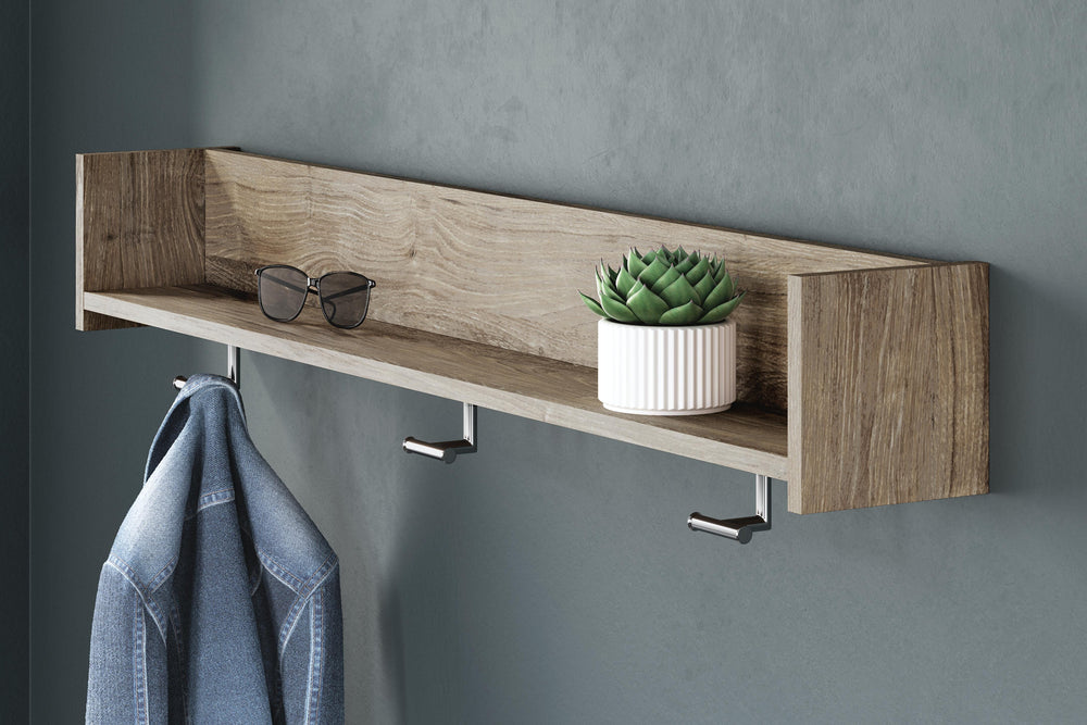 Oliah Wall Mounted Coat Rack with Shelf - Natural (2)