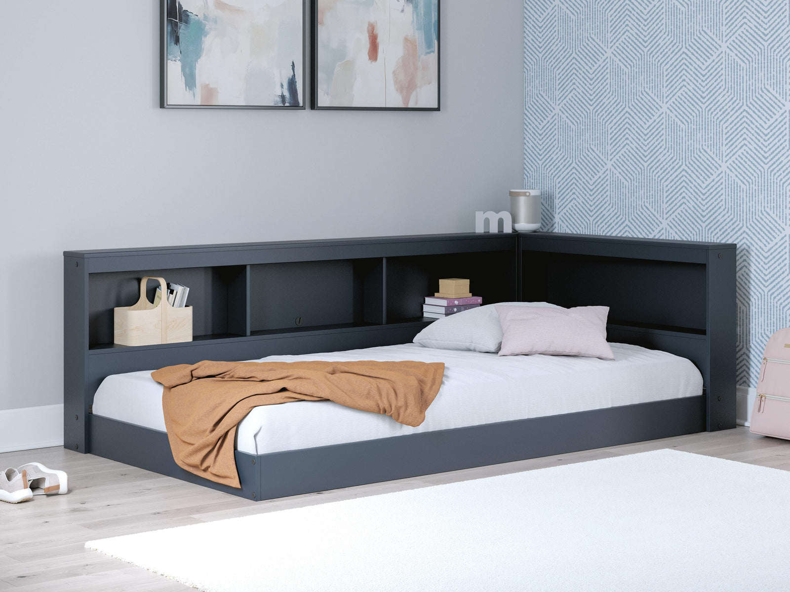 Simmenfort Twin Bookcase Storage Bed - Blue (2)