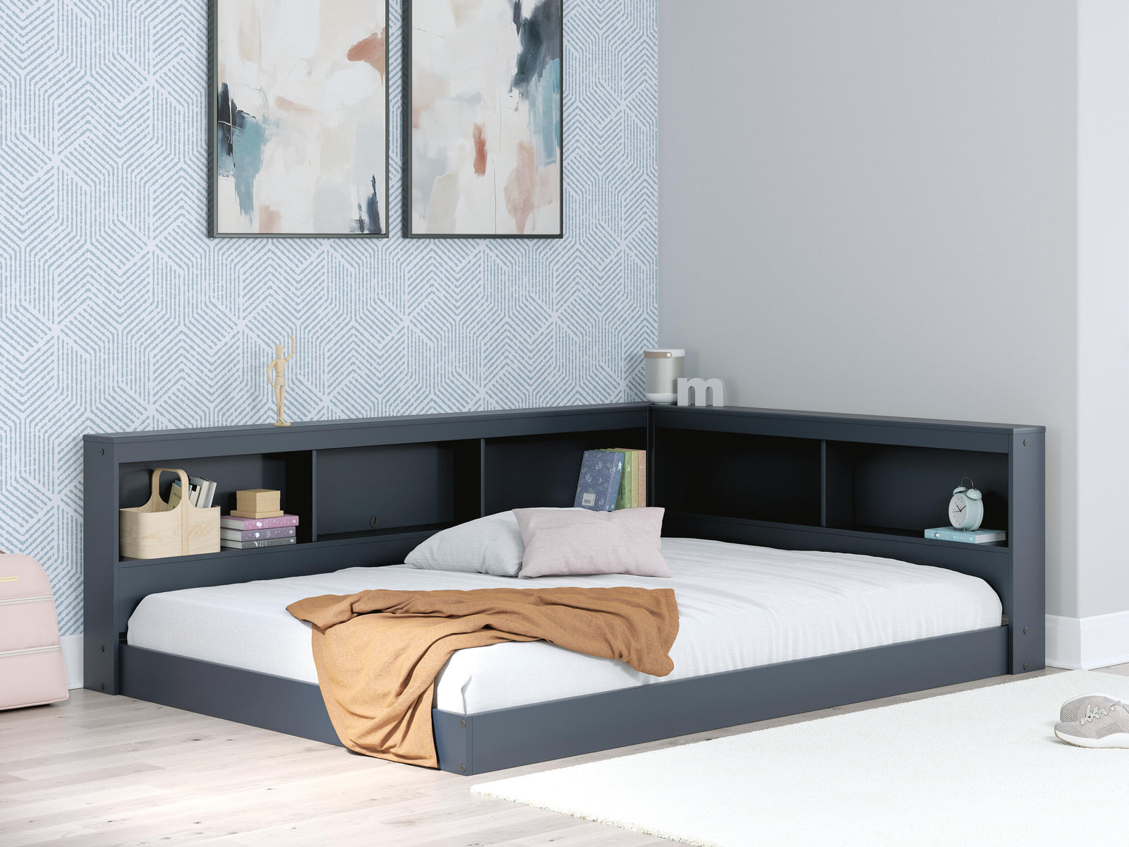 Simmenfort Full Bookcase Storage Bed - Blue (2)