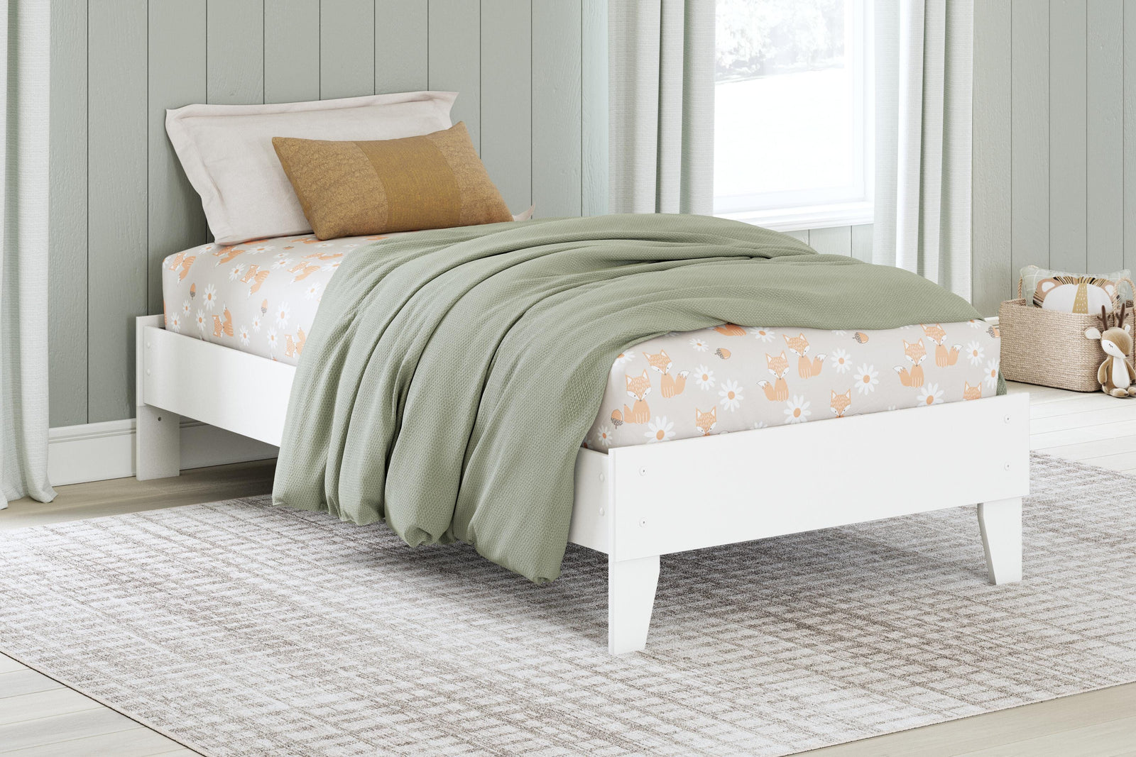 Hallityn Twin Platform Bed - White (2)