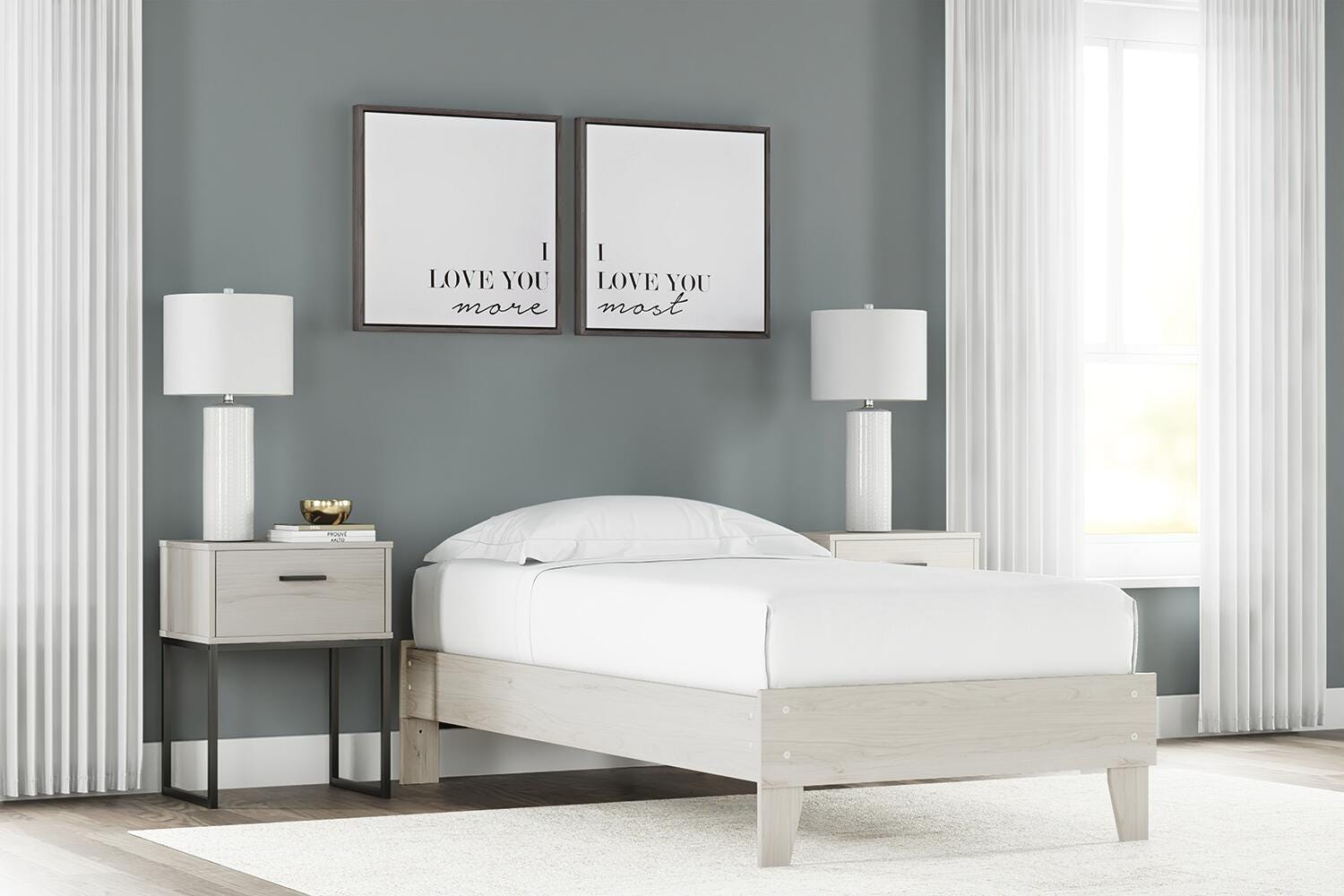 Socalle Twin Platform Bed - Beige (2)