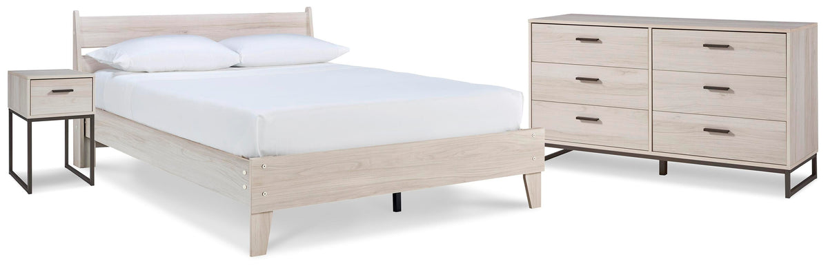 Socalle Queen Panel Platform Bed with Dresser and Nightstand - Light Natural (1)