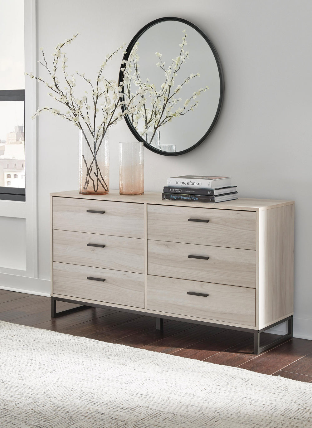 Socalle Queen Panel Platform Bed with Dresser and Nightstand - Light Natural (15)