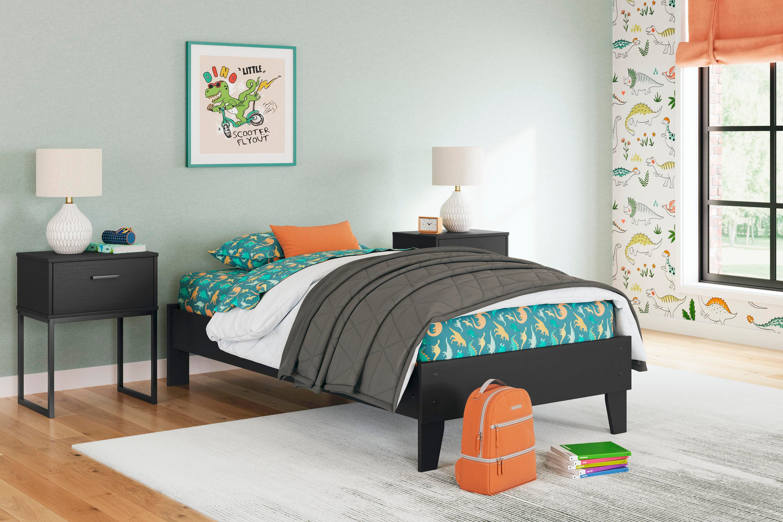 Socalle Twin Platform Bed - Black (2)
