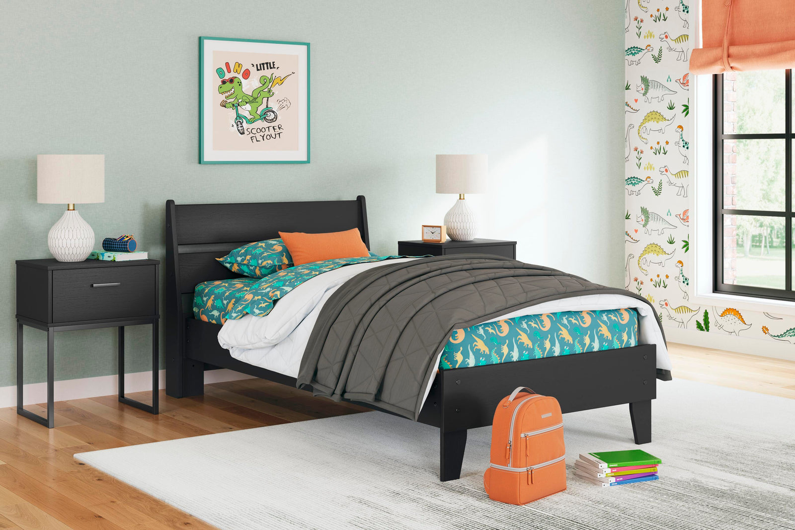 Socalle Twin Panel Platform Bed - Black (2)