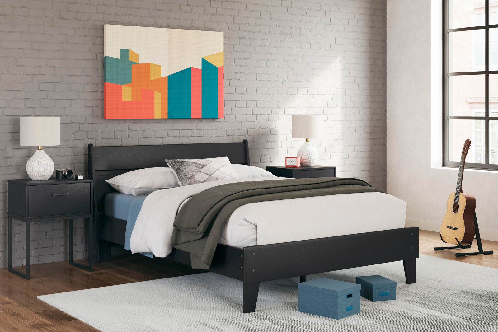 Socalle Full Panel Platform Bed - Black (2)
