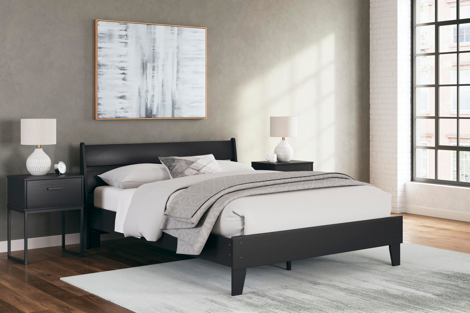Socalle Queen Panel Platform Bed - Black (2)