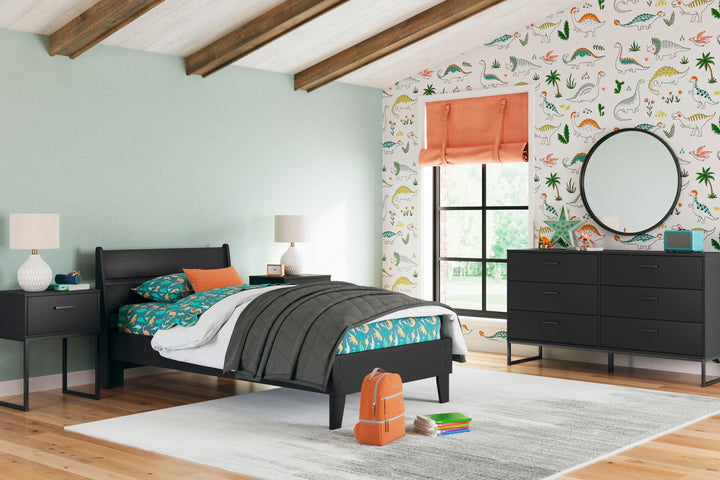 Socalle Twin Panel Platform Bed - Black (10)
