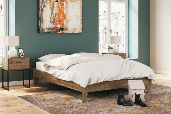 Deanlow Queen Platform Bed - Light Brown (2)