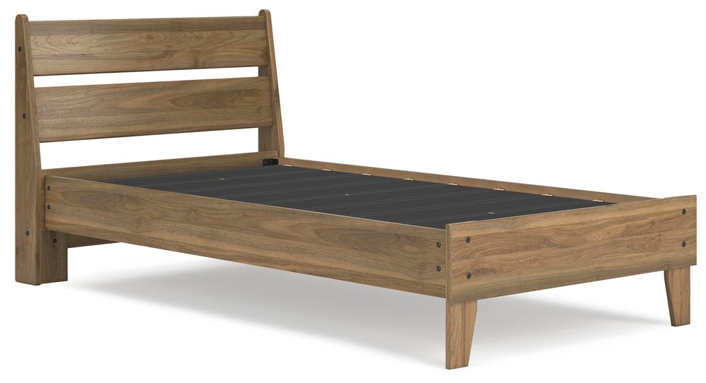 Deanlow Twin Platform Panel Bed - Light Brown (3)