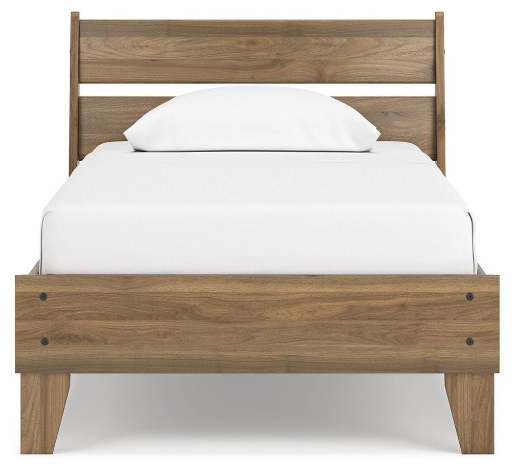 Deanlow Twin Platform Panel Bed - Light Brown (5)