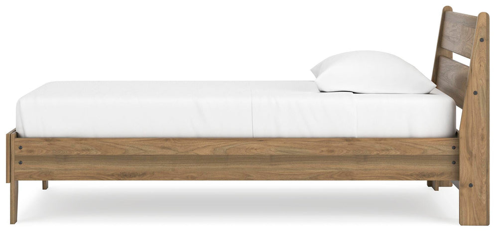 Deanlow Twin Platform Panel Bed - Light Brown (7)