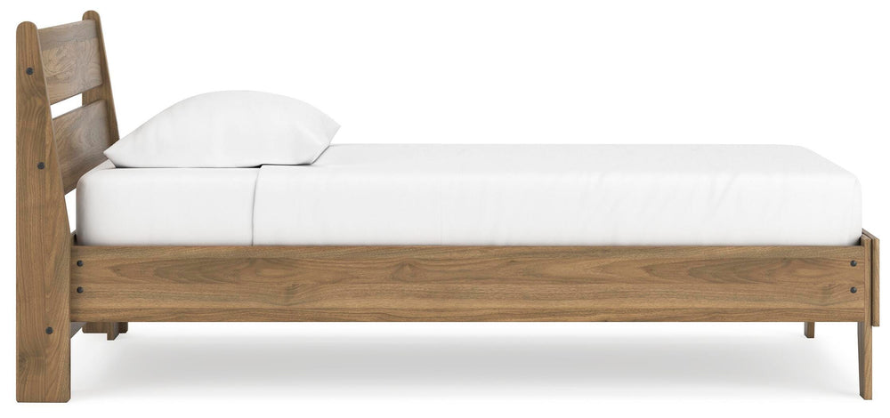 Deanlow Twin Platform Panel Bed - Light Brown (8)