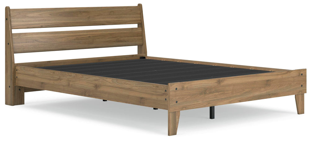 Deanlow Queen Platform Panel Bed - Light Brown (3)